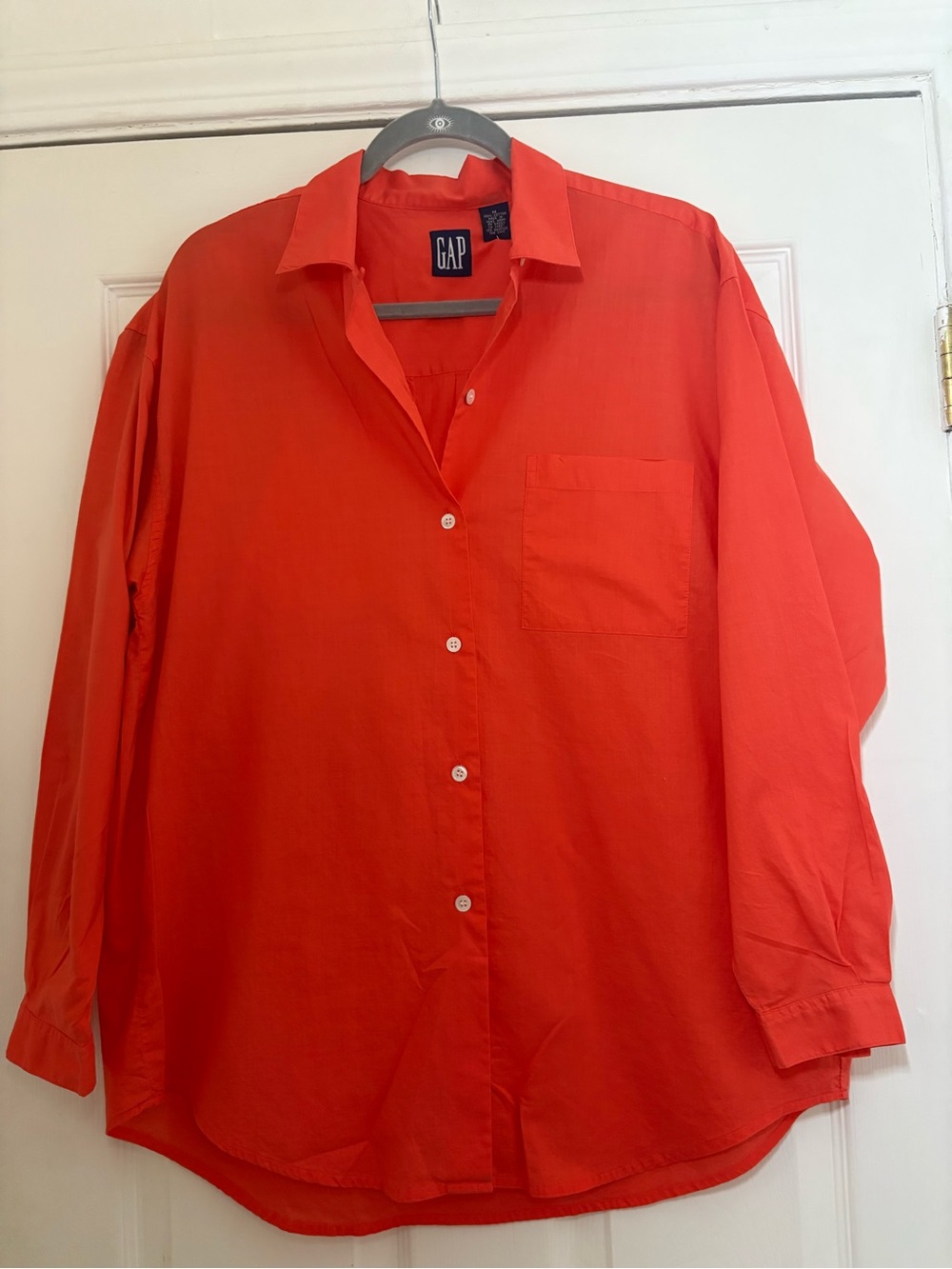 Vintage GAP 90s Women’s Bright Orange Button-Down Shirt 100% Cotton size M